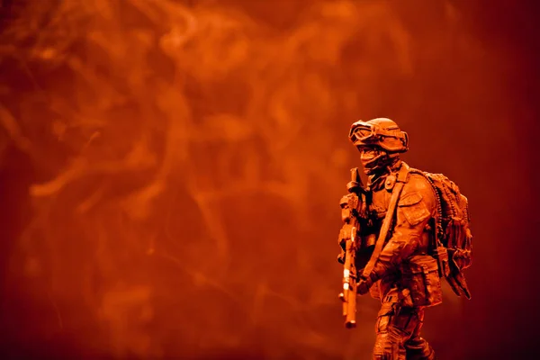 Soldier Figure Smoke Background — Stock Photo, Image