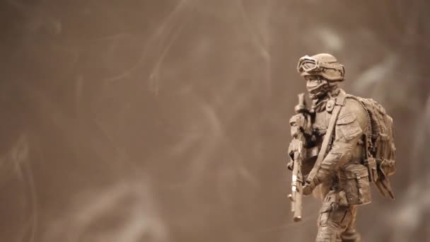 Soldier Figure Smoke Background Footage — Stock Video