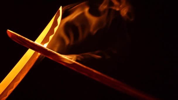 Samurai Espada Fumaça Escuro Fundo Ninguém Imagens — Vídeo de Stock