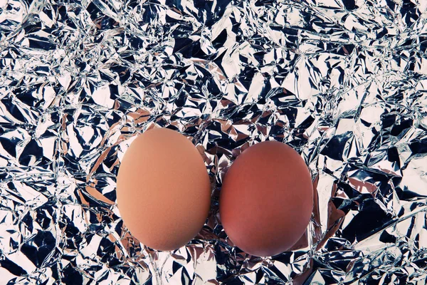 Chicken Eggs Foil Nobody — Stock Photo, Image