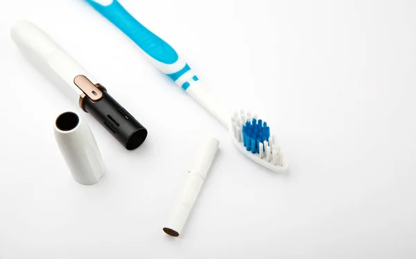 Toothbrush Electronic Smoke Device White Background Nobody — Stock Photo, Image
