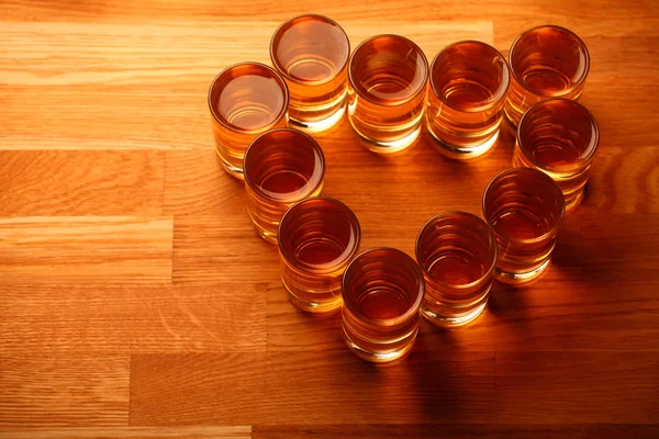 Bicchiere Whisky Tavolo Legno Colpo — Foto Stock