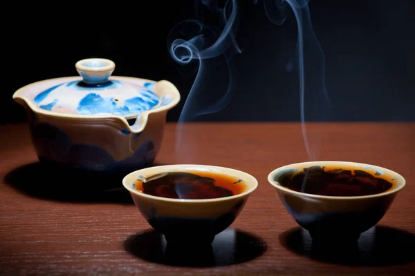 Black Hot Chinese Tea Cup — Stock Photo, Image