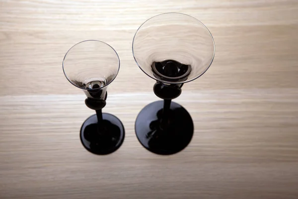 Table Bois Vide Verre Liqueur — Photo