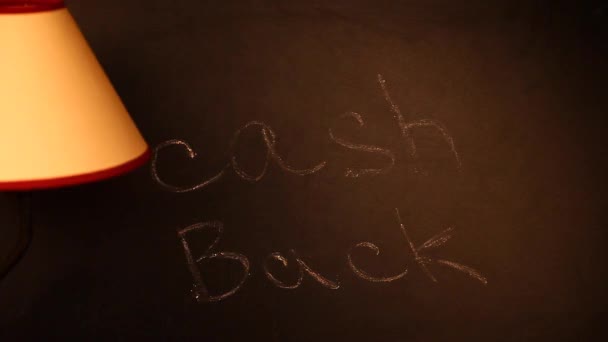 Lâmpada Quadro Negro Dinheiro Volta Texto Imagens — Vídeo de Stock