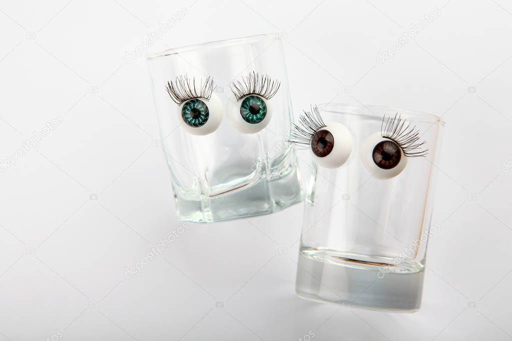 empty glass shot plastic eyes 