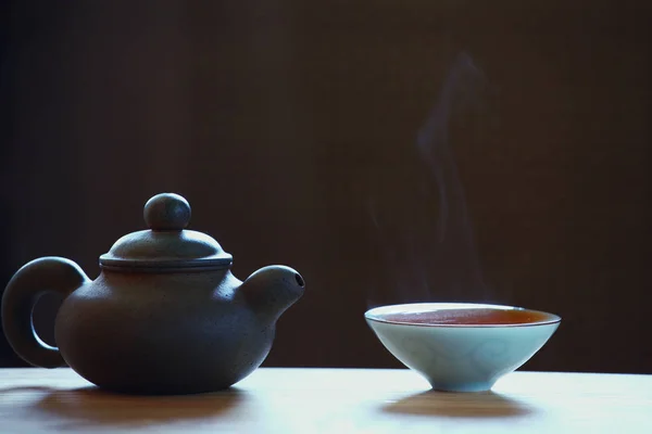 Black Hot Chinese Tea Cup — Stock Photo, Image