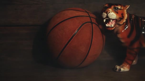 Basketball Ball Tiger Smoke Footage — Stock Video