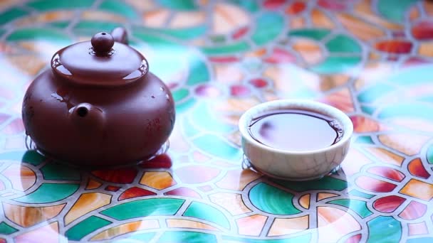 热中国茶壶杯高清镜头 — 图库视频影像