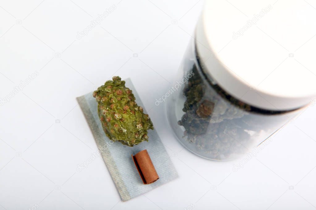 candy rolling papers pot white background  