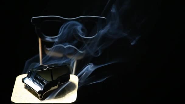 Preto Piano Fumaça Escuro Fundo Máscara Ninguém Imagens — Vídeo de Stock