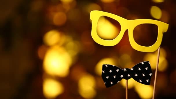 Amarelo Festa Máscara Ouro Bokeh Ninguém Imagens — Vídeo de Stock