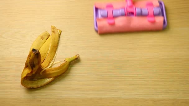 Banana Lavare Pavimento Nessuno Filmato — Video Stock