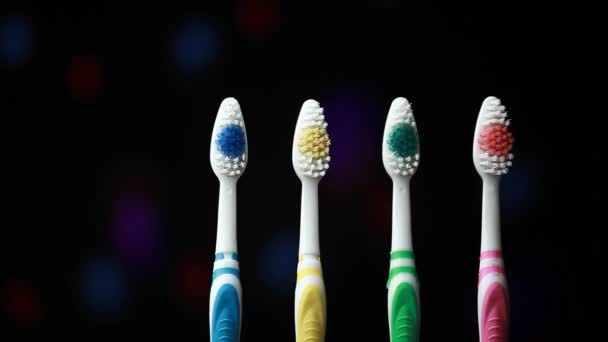 Diş Fırçası Koyu Arka Plan Kimse Ayak — Stok video