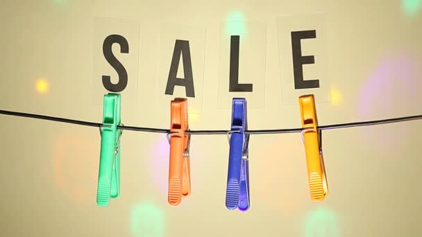 Clothespin Sale Text Nobody Disco Light Footage — Stock Video