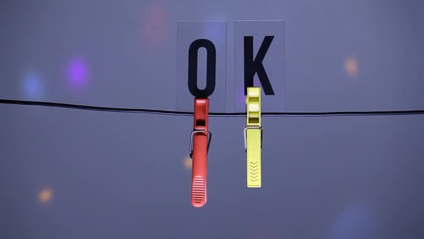 Clothespin Text Disco Light Nobody Footage — Stock Video