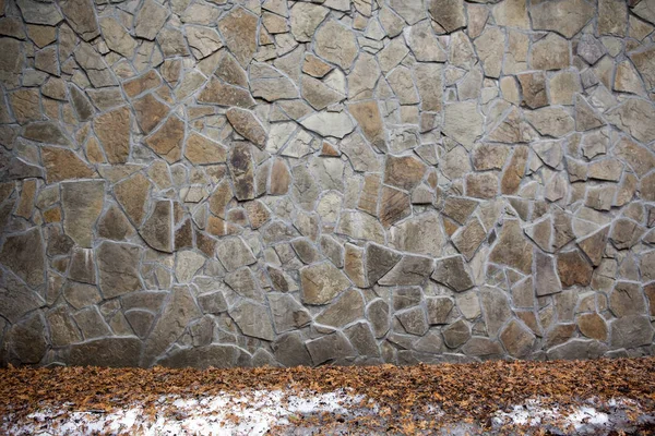 Kamienna Ściana Śniegu Droga Nikt Tle — Zdjęcie stockowe