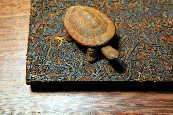 Zwarte Chinese Thee Niemand Keramische Schildpad Figuur — Stockfoto