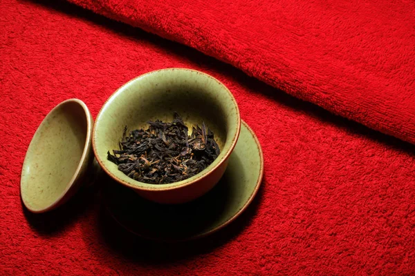 Black Chinese Tea Red Carpet Background Nobody — Stock Photo, Image