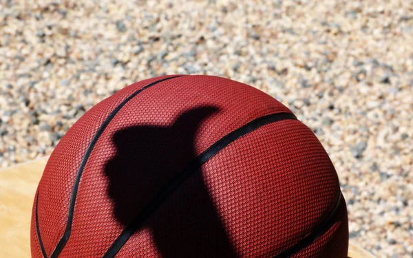 Basketball Homme Main Ombre Pierre Fond — Photo