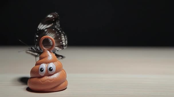 タードおもちゃの蝶テーブル暗い背景Hd映像 — ストック動画