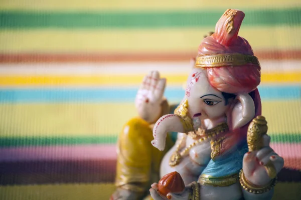 Ceramic Ganesha Statue Rainbow Floor Background — Stock Photo, Image