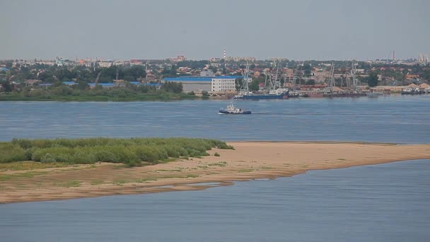 Astrachan Stadt Hafen Boot Fluss Footage — Stockvideo