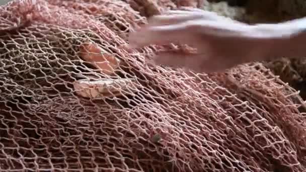 Meer Fischernetz Hand Hintergrund — Stockvideo