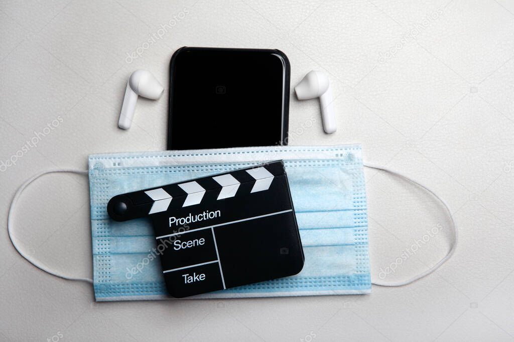 image of mobile phone mask clapper board 