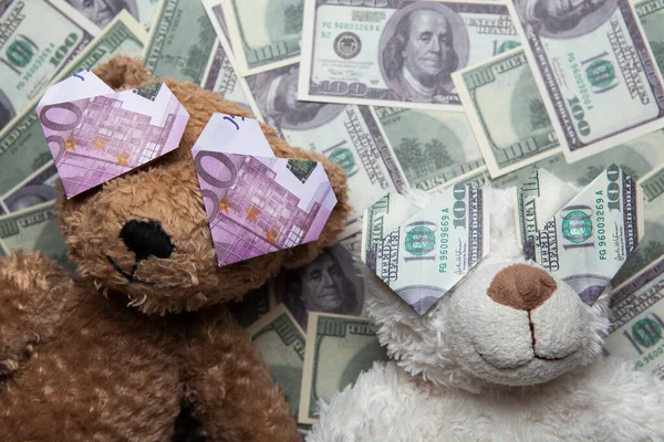 image of toy bear money background