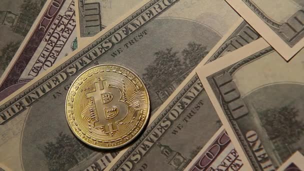 Material Archivo Bitcoin Billete Dinero — Vídeo de stock
