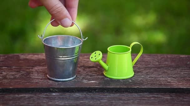 Footage Water Can Bucket Hand — Stock Video