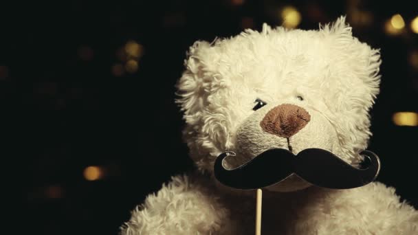 Footage Toy Bear Moustache — Stock Video