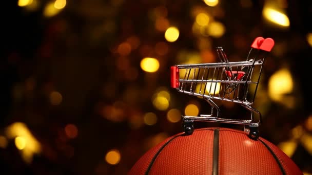 Filmato Basket Carrello Sfondo Scuro — Video Stock