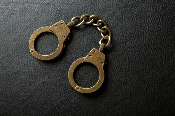 Image Handcuff Leather Background — Stock Photo, Image