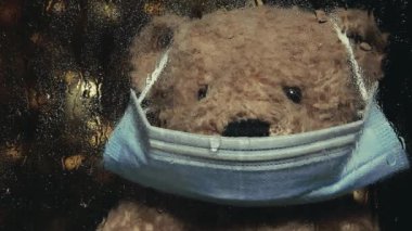 Oyuncak ayı maskeli su damlası görüntüleri 