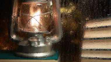 Pencere lambası yağmur damlası görüntüleri