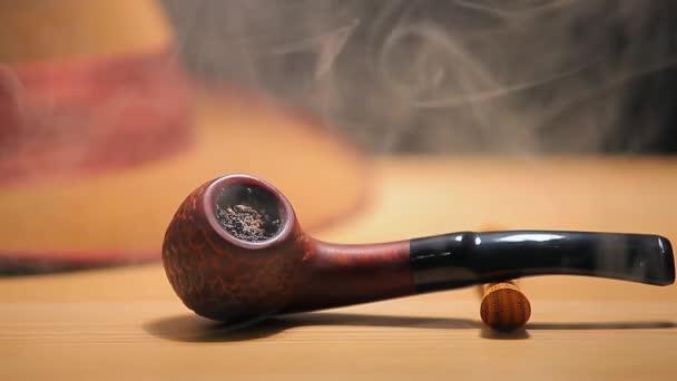 Footage Tobacco Pipe Smoke — Stock Video