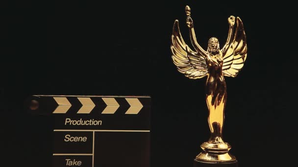 Footage Clapper Board Gold Angel — Stock Video