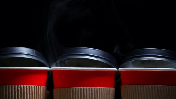 Footage Paper Cup Smoke Dark Background — Stock Video