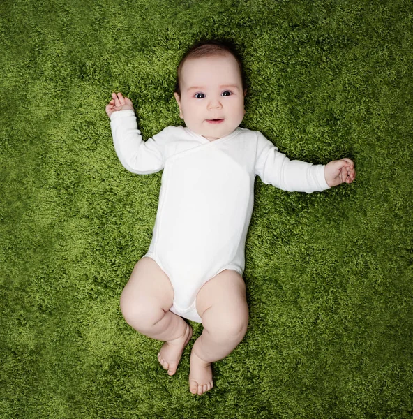 Glückliches Baby Auf Weißem Hintergrund Liegend Draufsicht Kind Monate Alt — Stockfoto