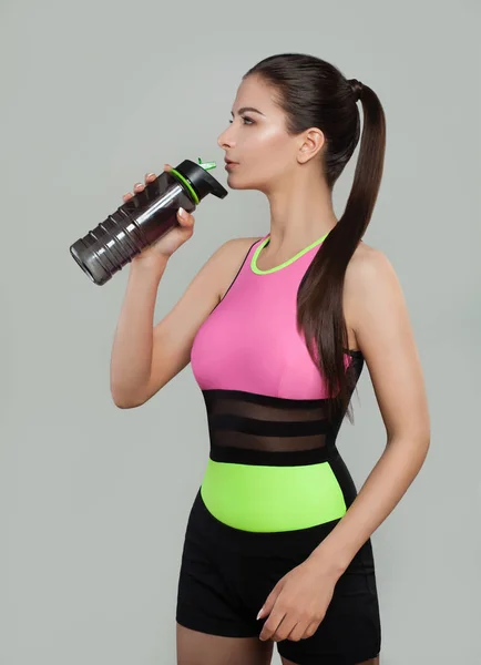 Fitness Sport Training Lifestyle Concept Young Sporty Woman Drinking Water — Stock Photo, Image