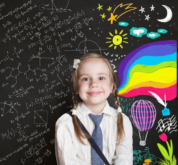 Infanzia Felice Educazione Alla Creatività Scoperta Concetto Scienza Ragazzina Intelligente — Foto Stock