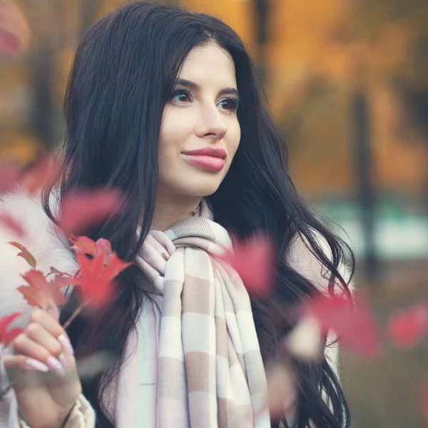 Beleza Outono Mulher Bonito Livre Retrato — Fotografia de Stock