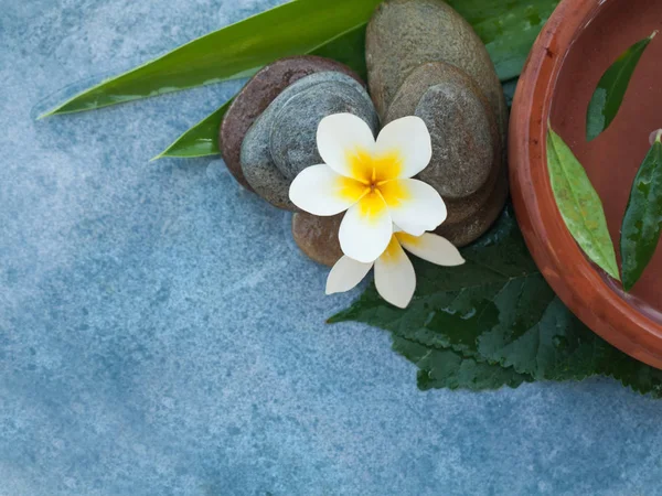 Bovenaanzicht Van Twee Tropische Flowr Stenen Voor Relax Massage — Stockfoto
