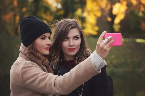 Estilo Vida Imagen Mejor Amiga Las Niñas Haciendo Selfie Teléfono — Foto de Stock