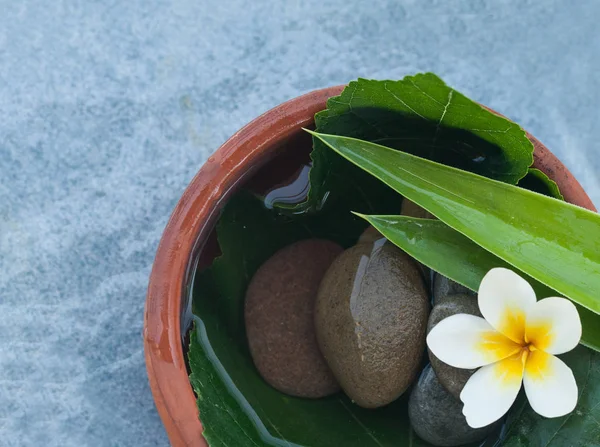 Bovenaanzicht Van Tropische Objecten Stenen Voor Wellness Massagesalon — Stockfoto