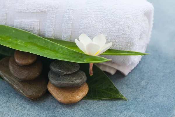 Witte Bloem Stenen Voor Relax Massage Kamer — Stockfoto