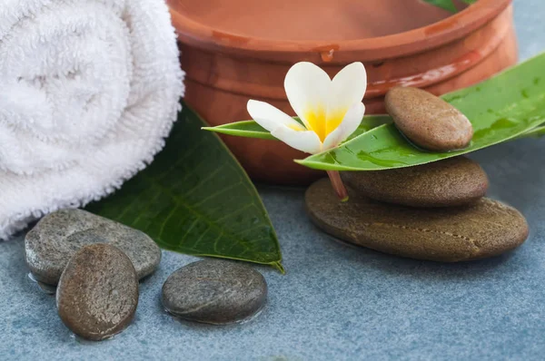 Objects Massage Treatment Flower Blue Background — Stock Photo, Image