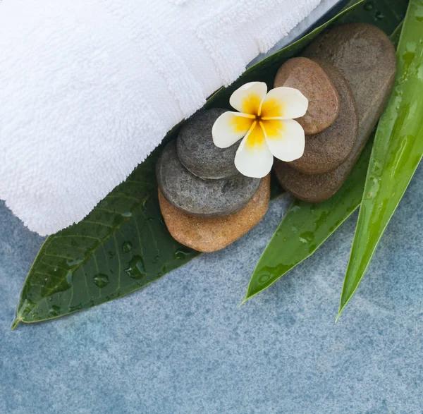 Top View Flower Spa Stones Massage Treatment Royalty Free Stock Images